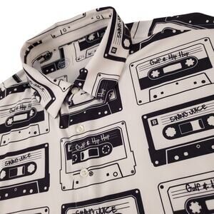 Swing Juice Collection Cassette Tape Hip Hop Golf Polo Shirt White Black Large